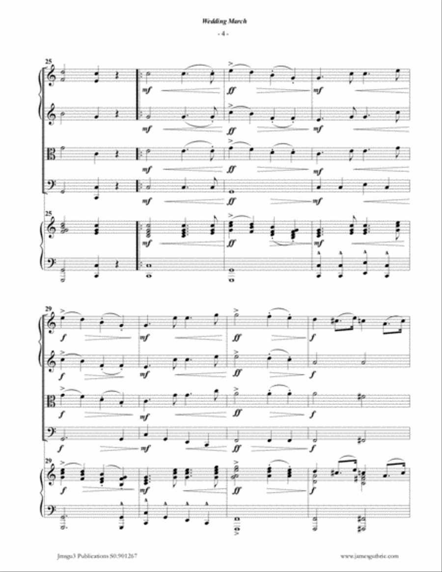 Mendelssohn: Wedding March for Piano Quintet Piano Quintet scores gallery preview page 4
