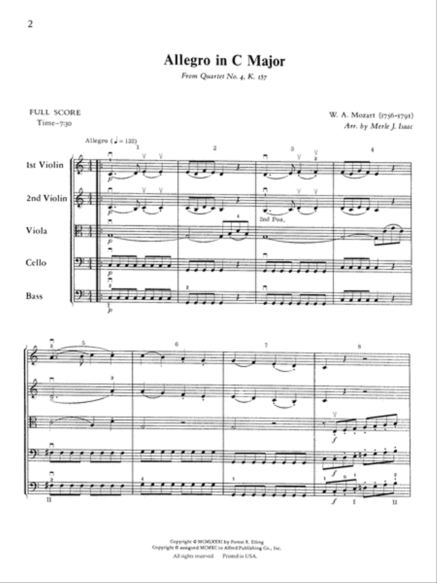 Allegro in C Major: Score String Orchestra scores gallery preview page 2