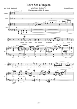 Beim Schlafengehn (R. Strauss) for Voice, Violin & Piano