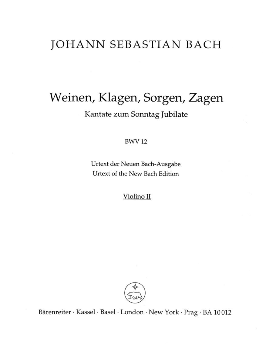 Weeping, crying, sorrow, sighing, BWV 12 Violin scores gallery preview page 1