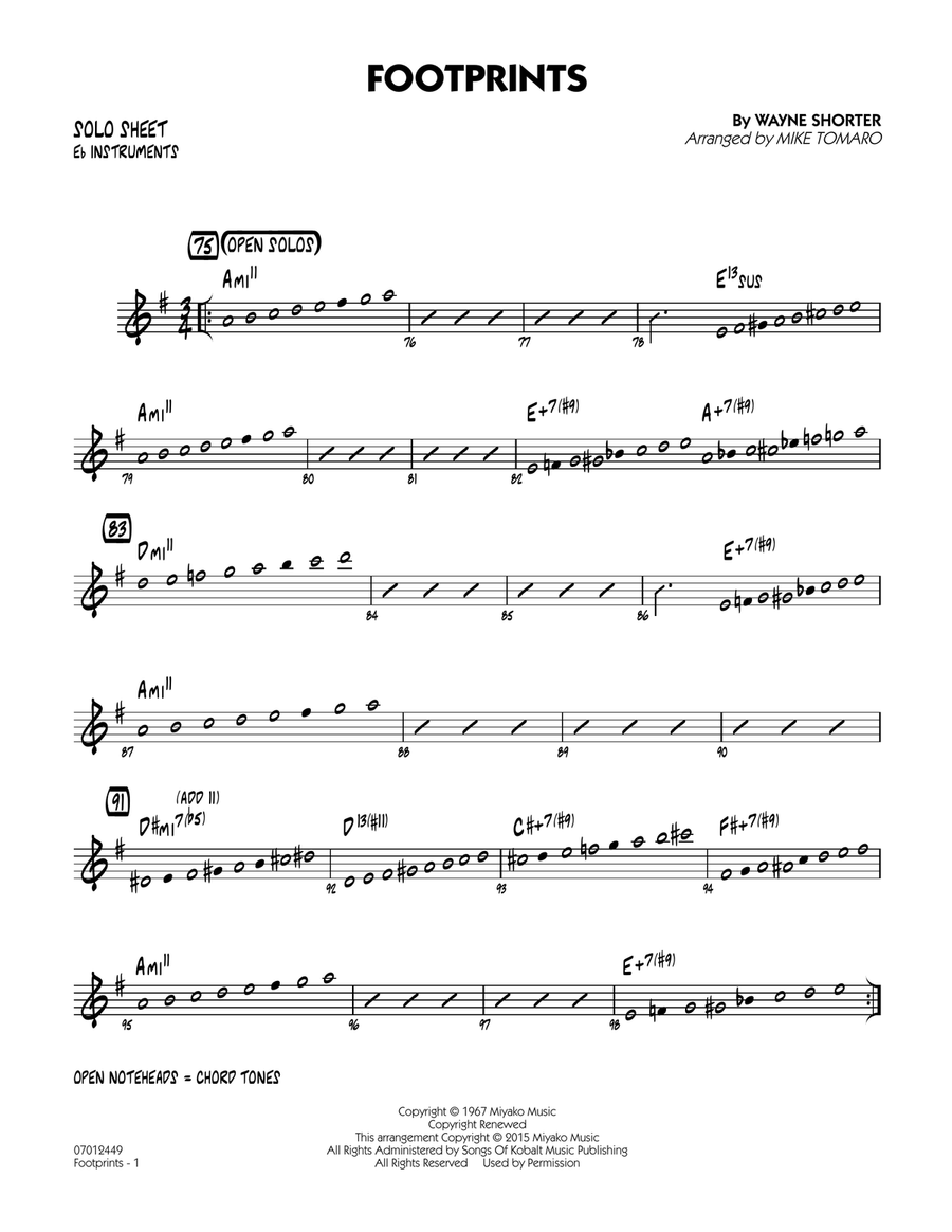 Footprints - Eb Solo Sheet/Sample Solo Part scores gallery preview page 1