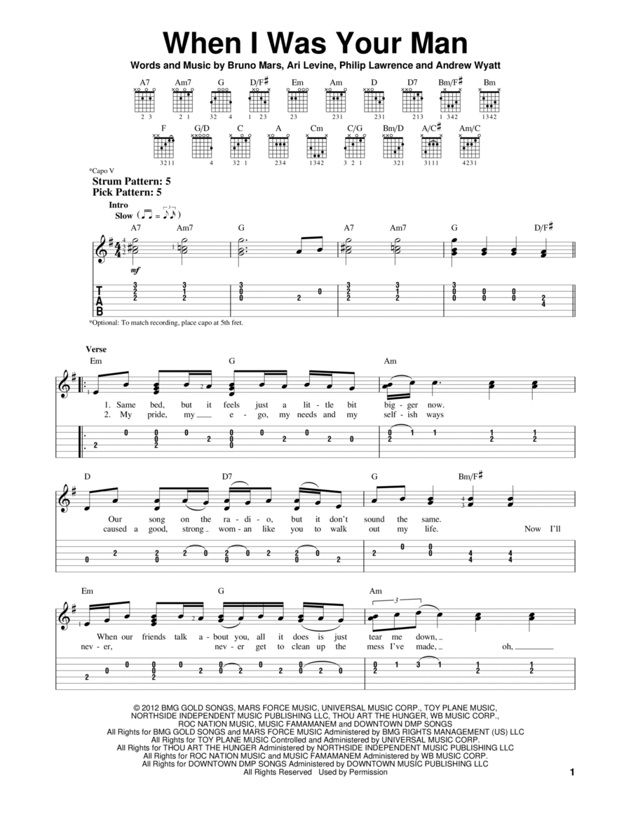 When I Was Your Man Acoustic Guitar scores gallery preview page 1