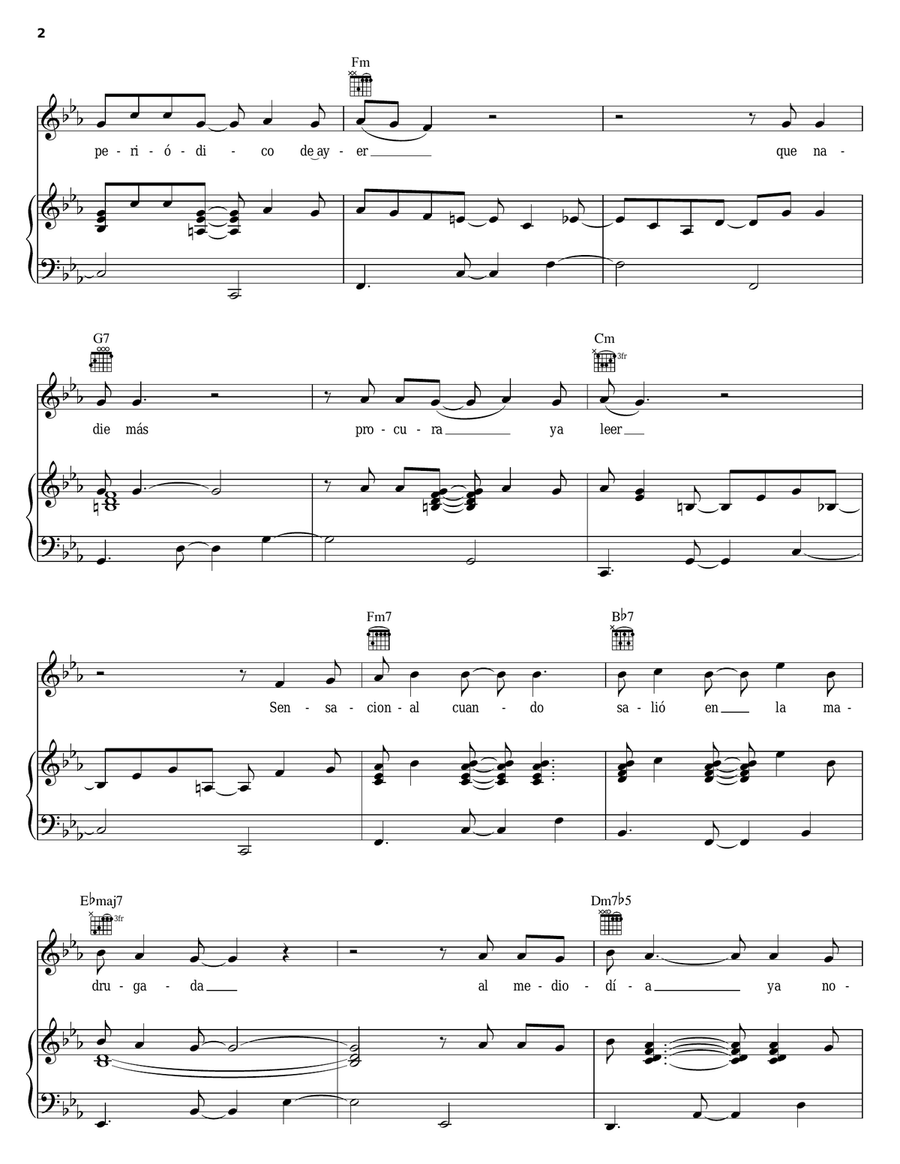 Periodico De Ayer Piano, Vocal, Guitar scores gallery preview page 2