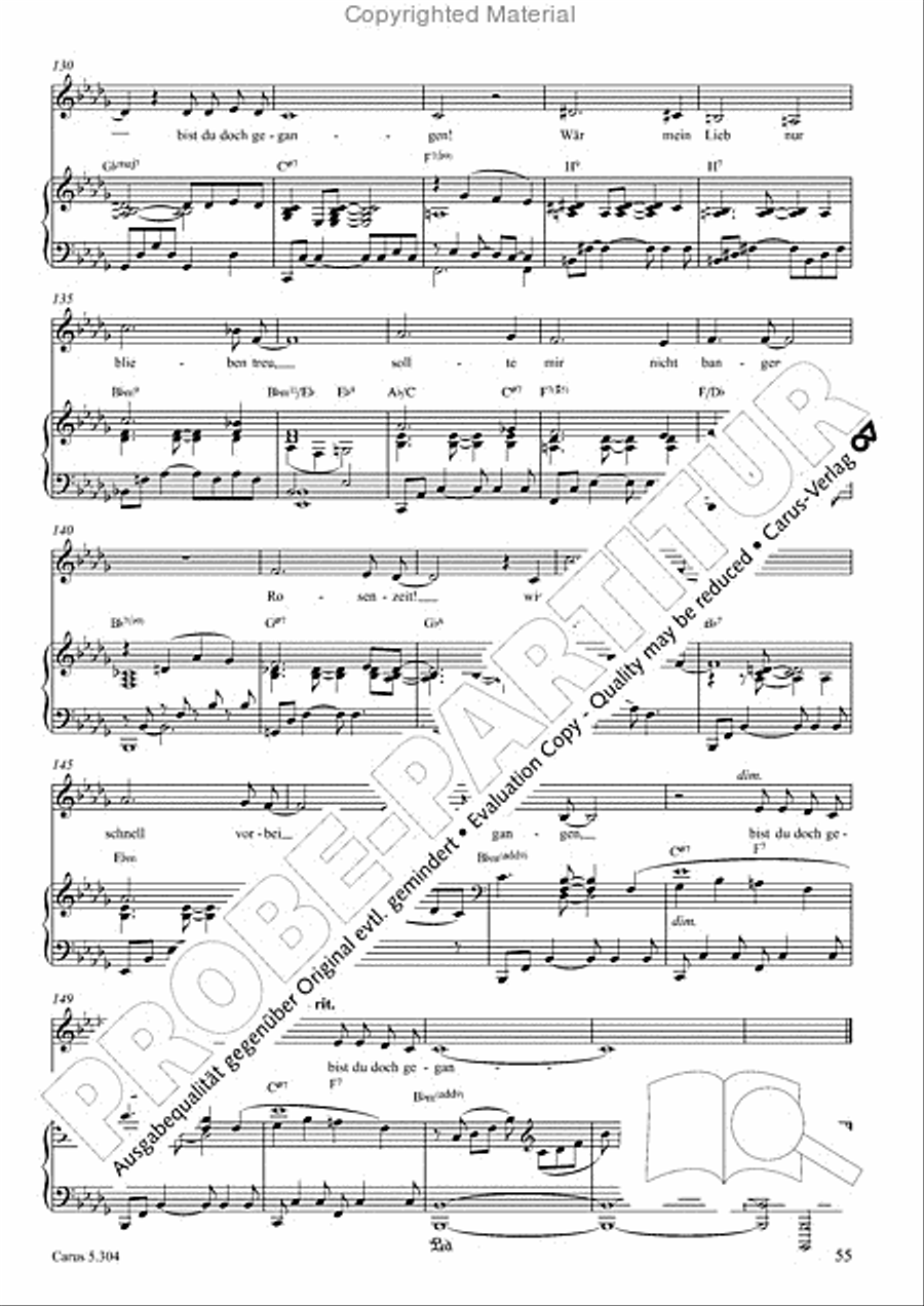Schindler: Rosenzeit. Ein Liederzyklus uber die Liebe. Chansons fur Singstimme und Klavier Piano scores gallery preview page 56