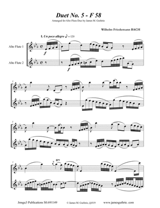Book cover for WF Bach: Duet No. 5 for Alto Flute Duo
