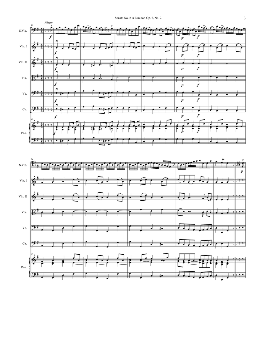 Sonata No. 2 in E Minor, Op. 2, No. 2 String Orchestra scores gallery preview page 3