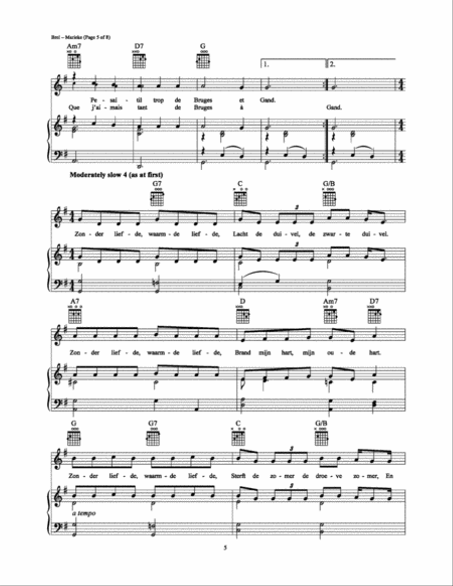 Marieke Marieke Piano, Vocal, Guitar scores gallery preview page 5
