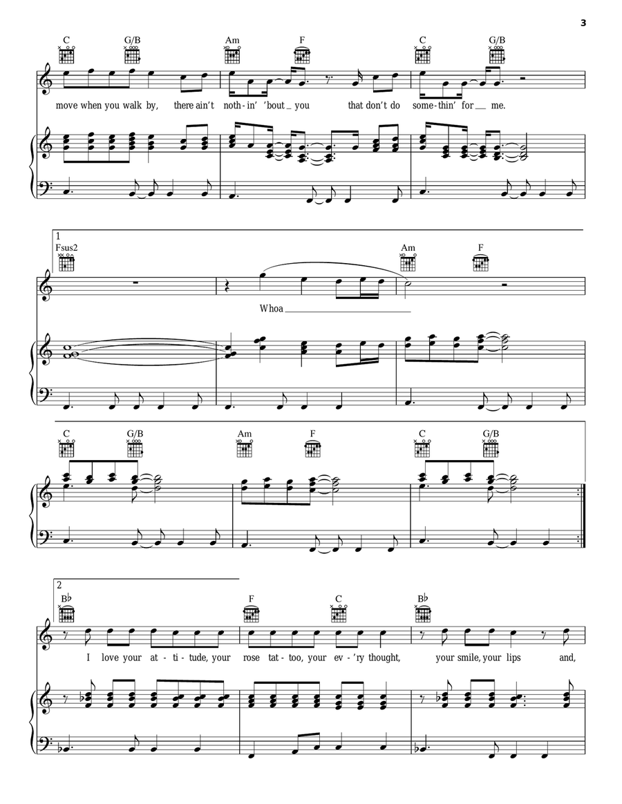 Ain't Nothing 'Bout You Piano, Vocal, Guitar scores gallery preview page 3