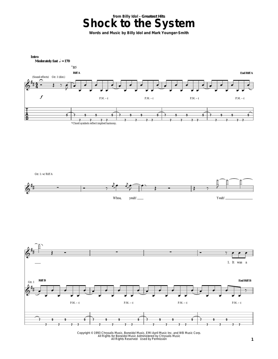 Shock To The System Acoustic Guitar scores gallery preview page 1