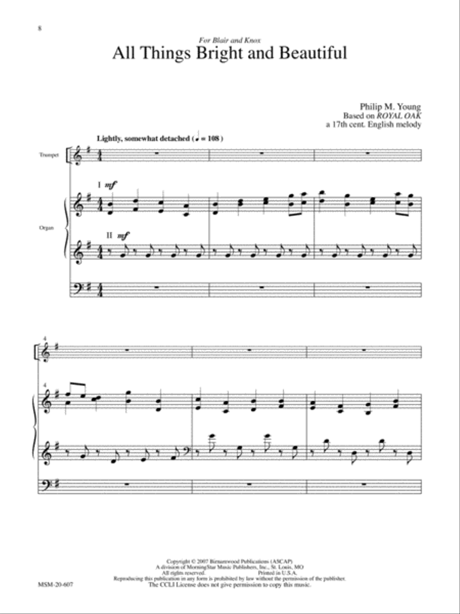 All Things Bright and Beautiful Trumpet scores gallery preview page 1