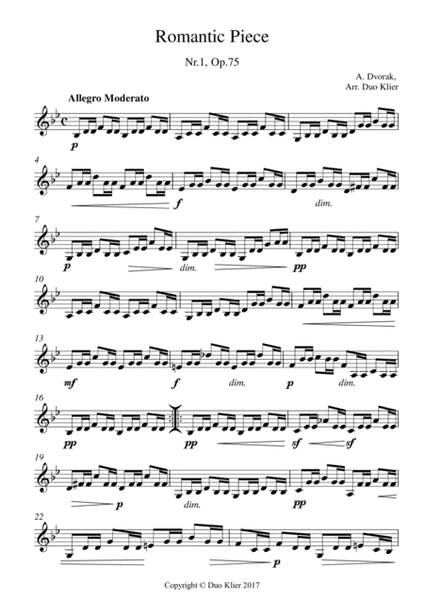 Dvorak - Romantic Piece No 1, Op 75, 2nd violin accompaniment