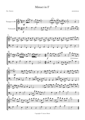 bwv anh 113 minuet in F sheet music Trumpet and Cello