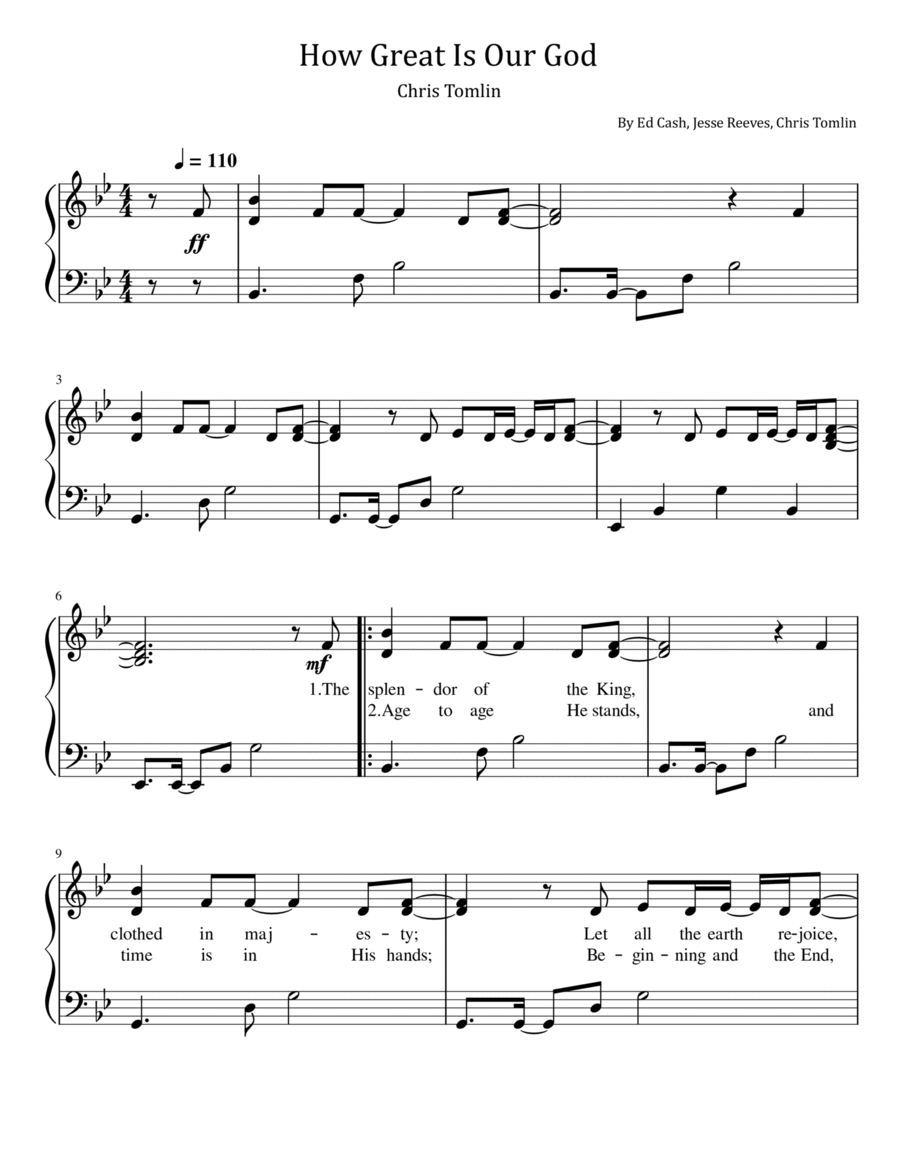 How Great Is Our God How Great Is Our God Easy Piano scores gallery preview page 1