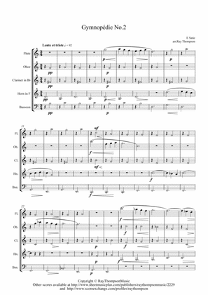 Book cover for Satie: Gymnopédie No.2 - wind quintet