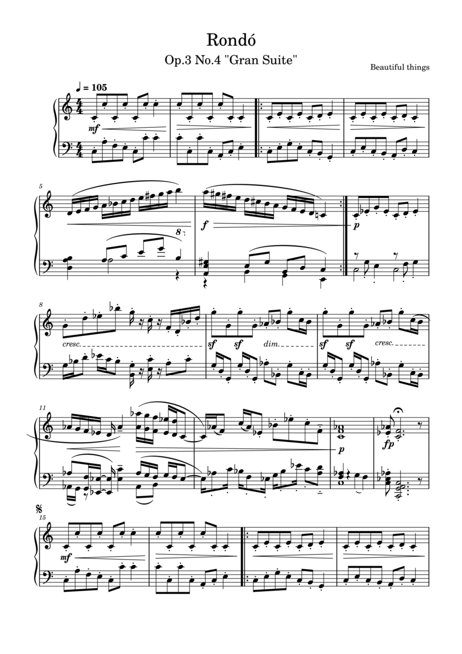 Rondó-Beautiful things Op.3 No.4 Piano Solo scores gallery preview page 1