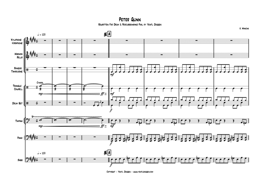 Peter Gunn Percussion Ensemble scores gallery preview page 1