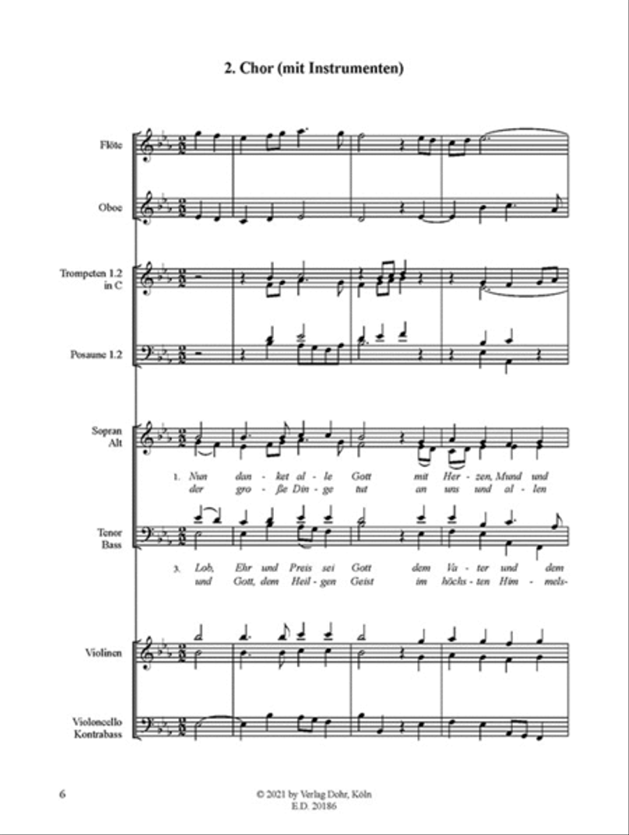 Nun danket alle Gott -Choralkantate für Soli (S, A), Chor und Instrumente- Flute scores gallery preview page 2
