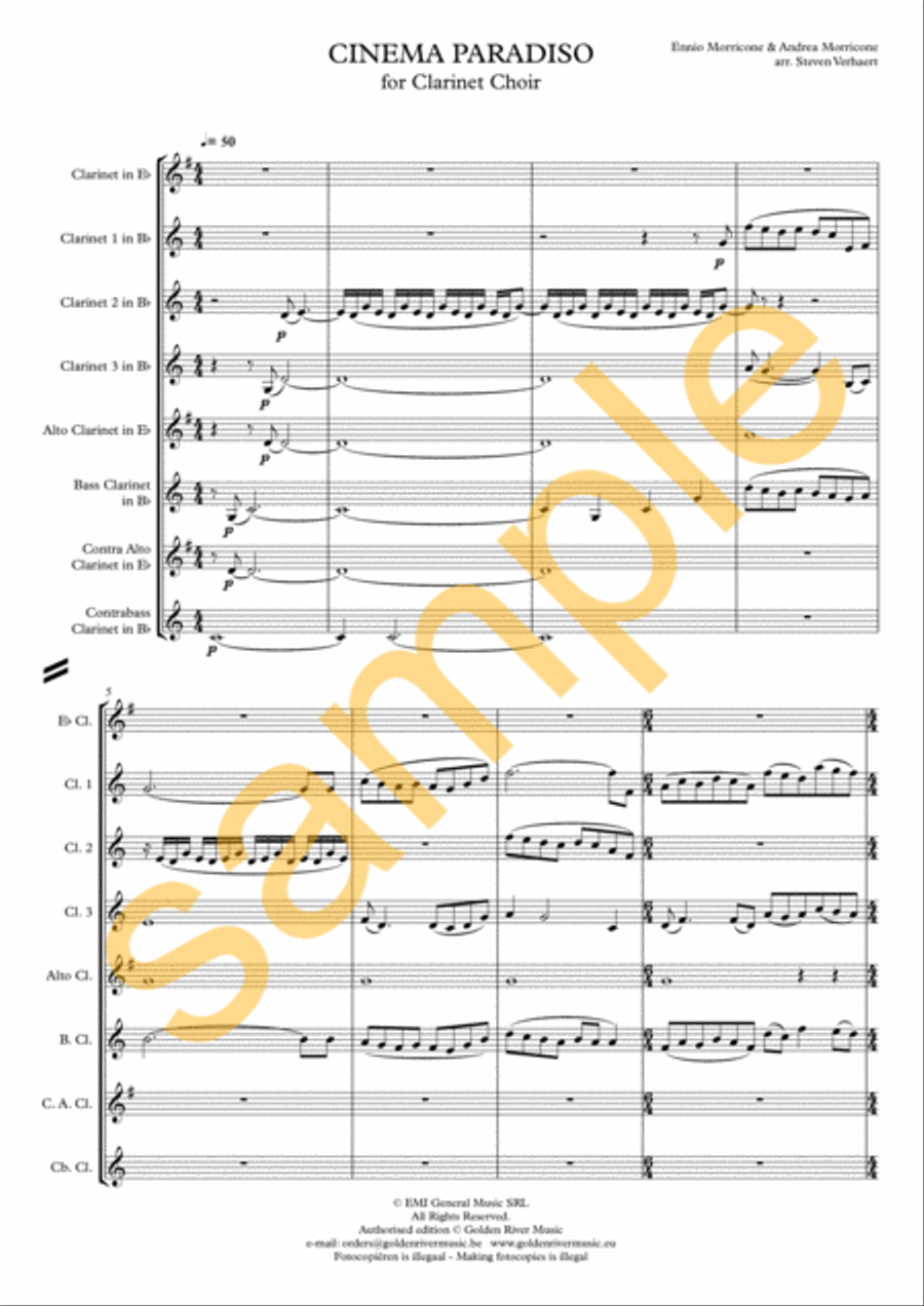 Cinema Paradiso - clarinet choir Clarinet Choir scores gallery preview page 2