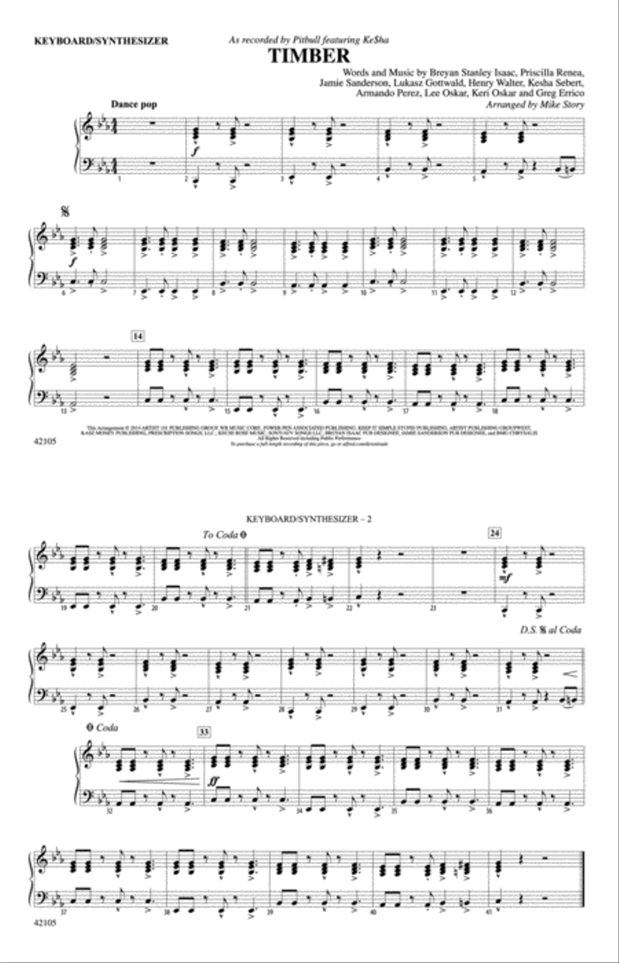 Timber: Piano Accompaniment Piano Accompaniment scores gallery preview page 1