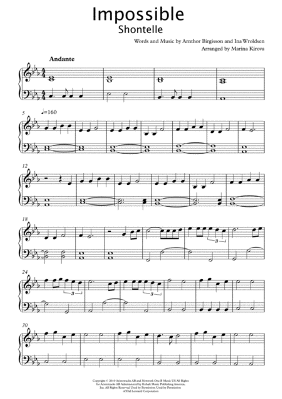 Impossible Piano Solo scores gallery preview page 1
