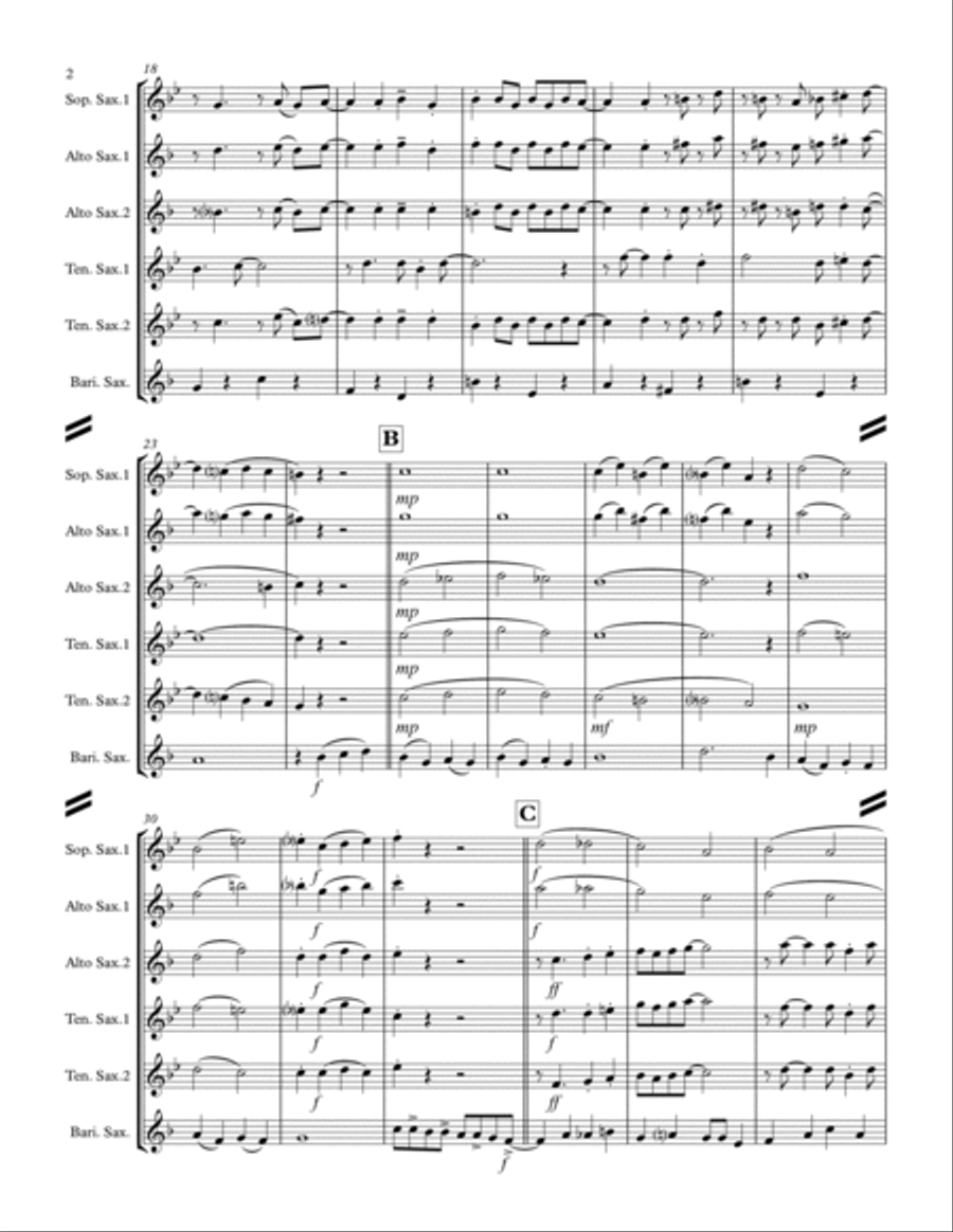 Gershwin Medley (for Saxophone Quintet SATTB or AATTB) Saxophone Quintet scores gallery preview page 3