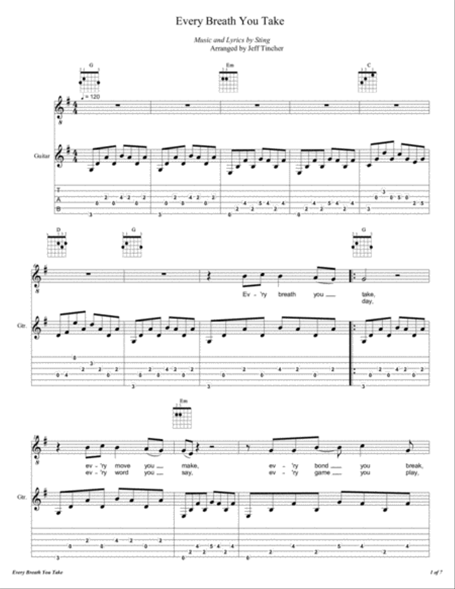 Every Breath You Take Every Breath You Take Guitar scores gallery preview page 2