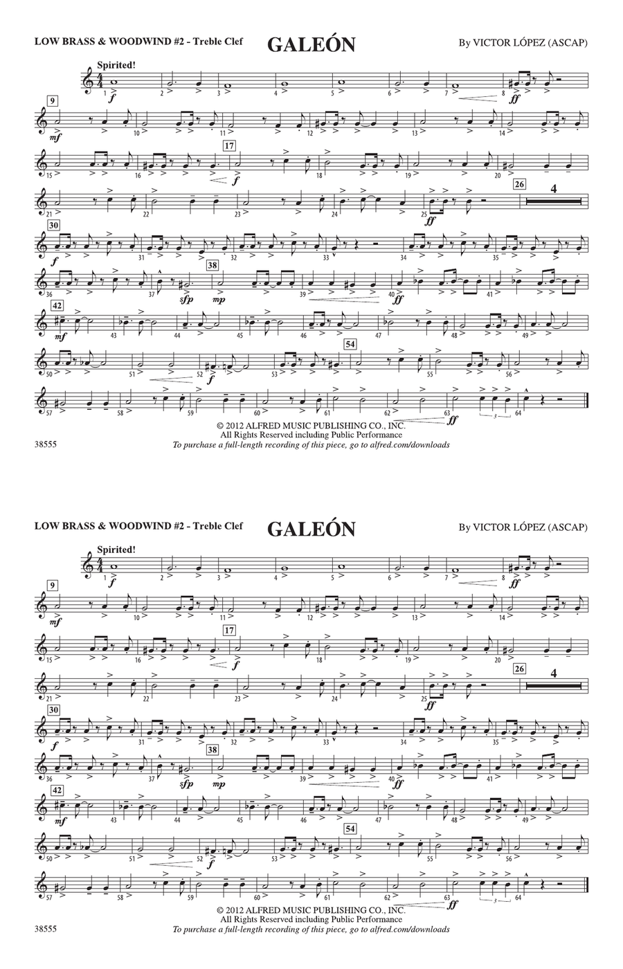Galeón: Low Brass & Woodwinds #2 - Treble Clef