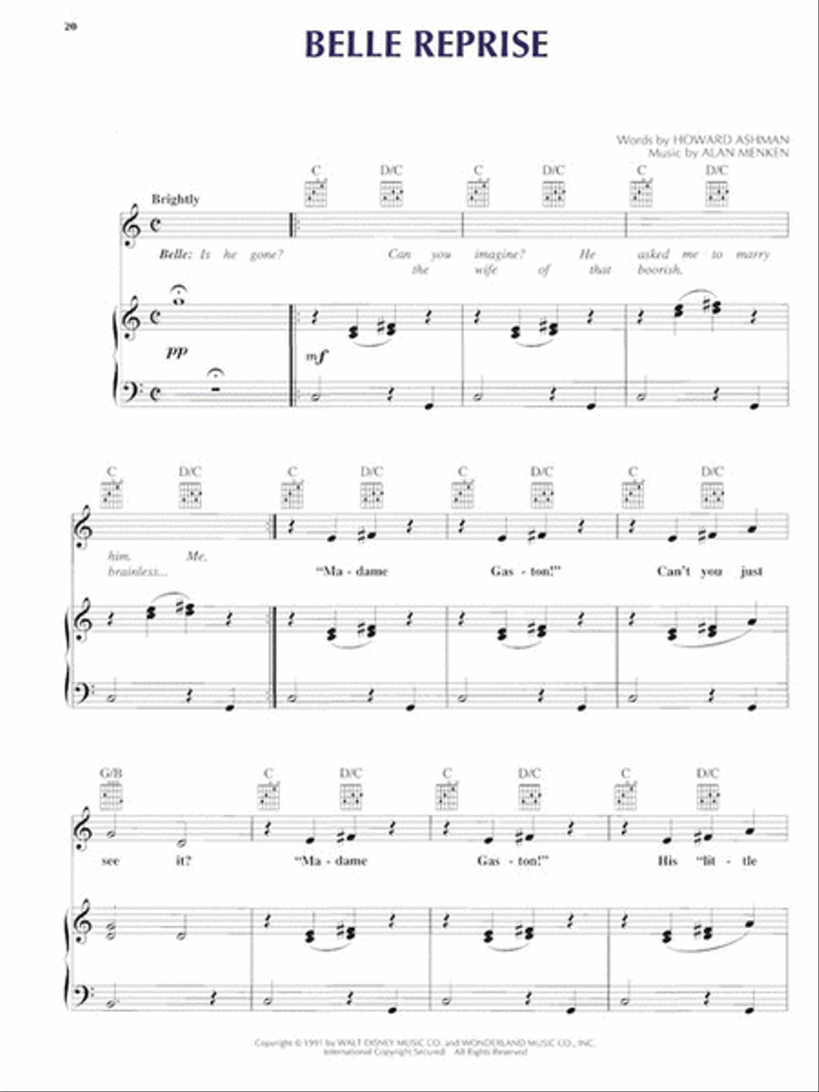 Beauty and the Beast Piano, Vocal, Guitar scores gallery preview page 5