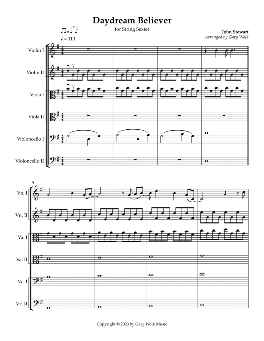 Daydream Believer Daydream Believer Cello scores gallery preview page 1