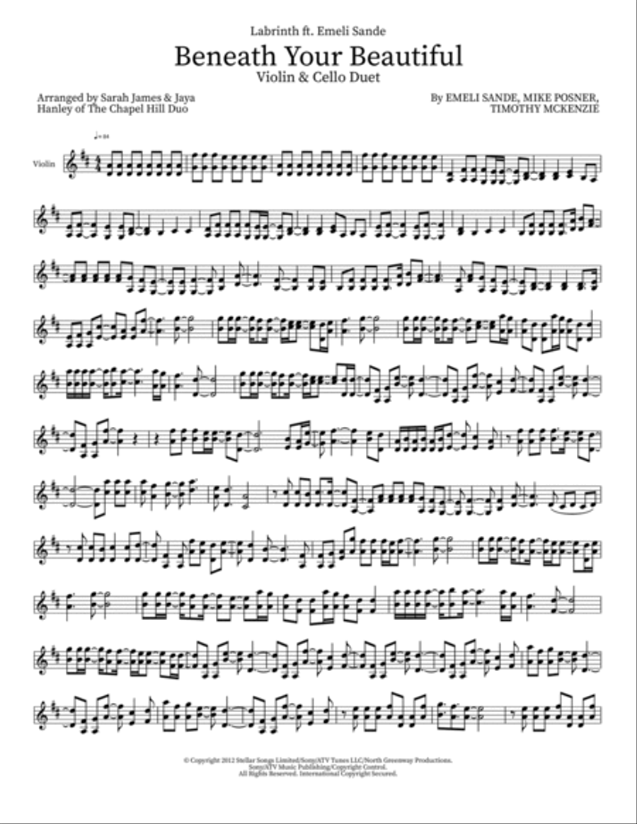 Beneath Your Beautiful String Duet scores gallery preview page 4