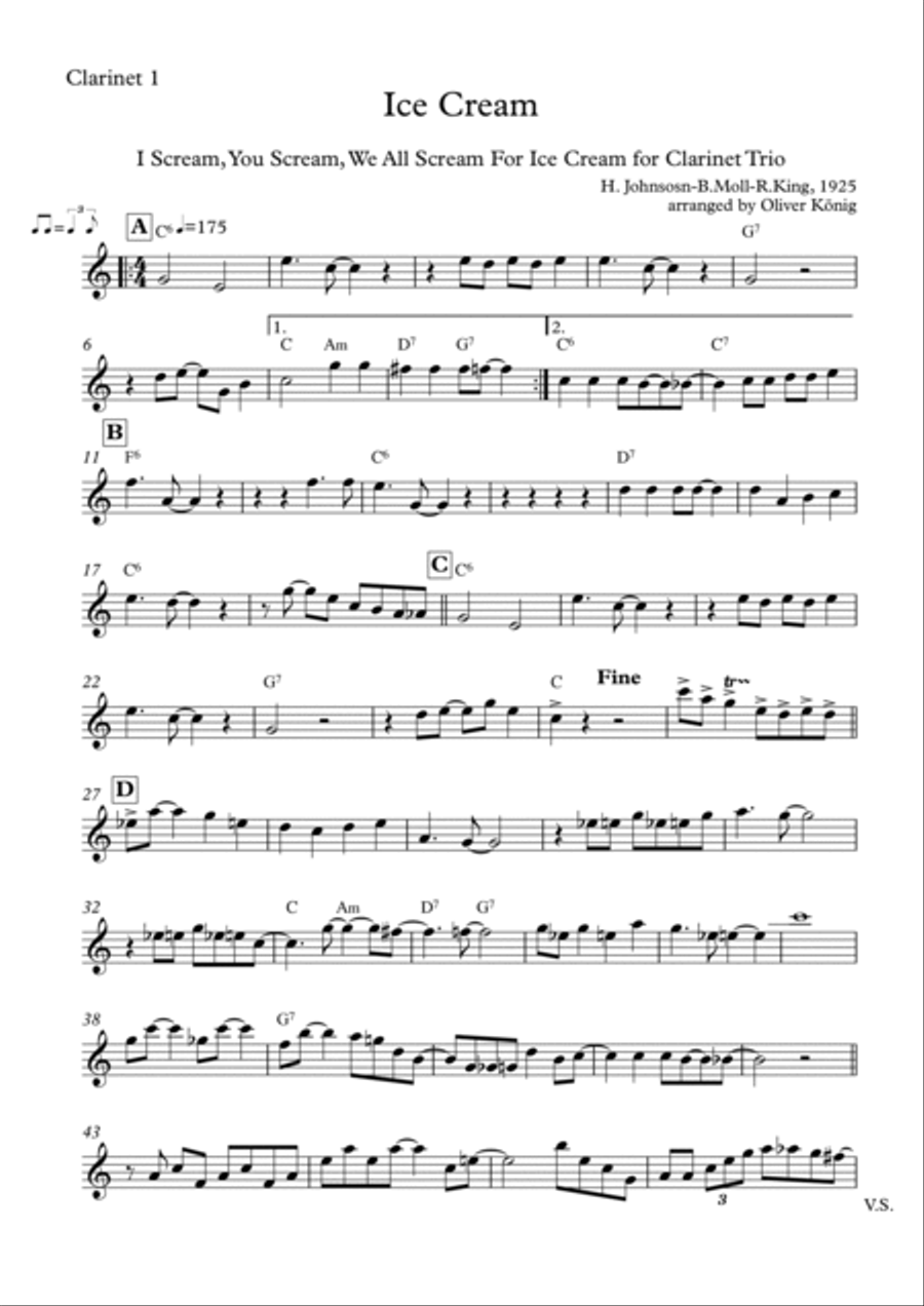 Ice Cream ( IScream, You Scream,...) for Clarinet Trio Clarinet Trio scores gallery preview page 2
