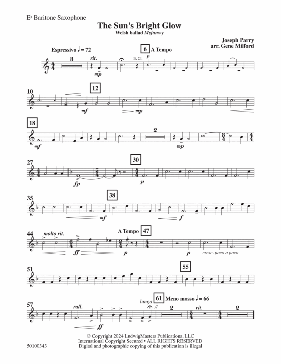 The Sun's Bright Glow (arr. Gene Milford) - Baritone Saxophone Concert Band scores gallery preview page 1