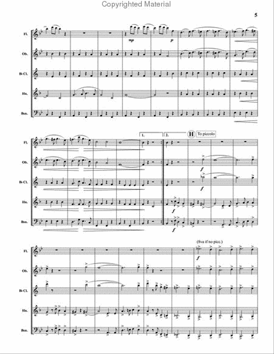 Tell the Entertainer to Play a March Woodwind Quintet scores gallery preview page 4