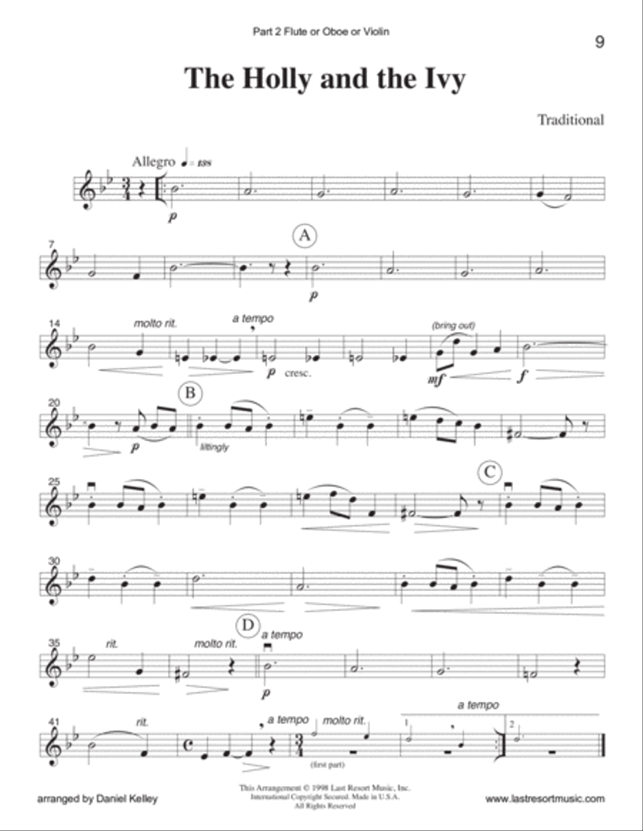 Holly and the Ivy, The for Woodwind Trio or Clarinet Trio Clarinet Trio scores gallery preview page 5
