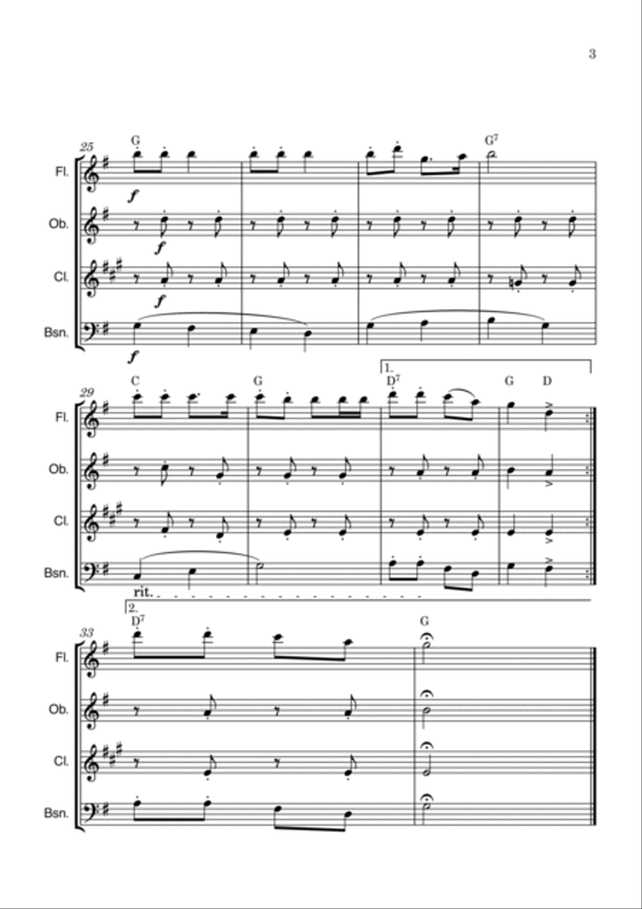 Jingle Bells Woodwind Quartet scores gallery preview page 3