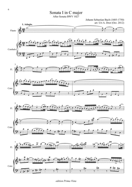 J. S. Bach, 3 Sonatas for Recorder & Harpsichord after BWV 1027-1029, Score