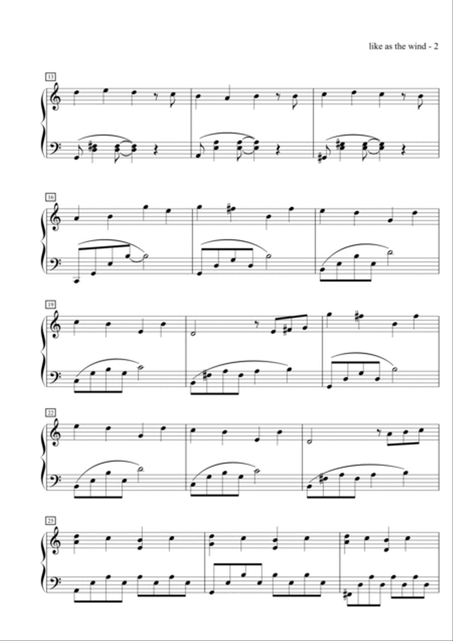 Like As the Wind Like As the Wind Piano Solo scores gallery preview page 2