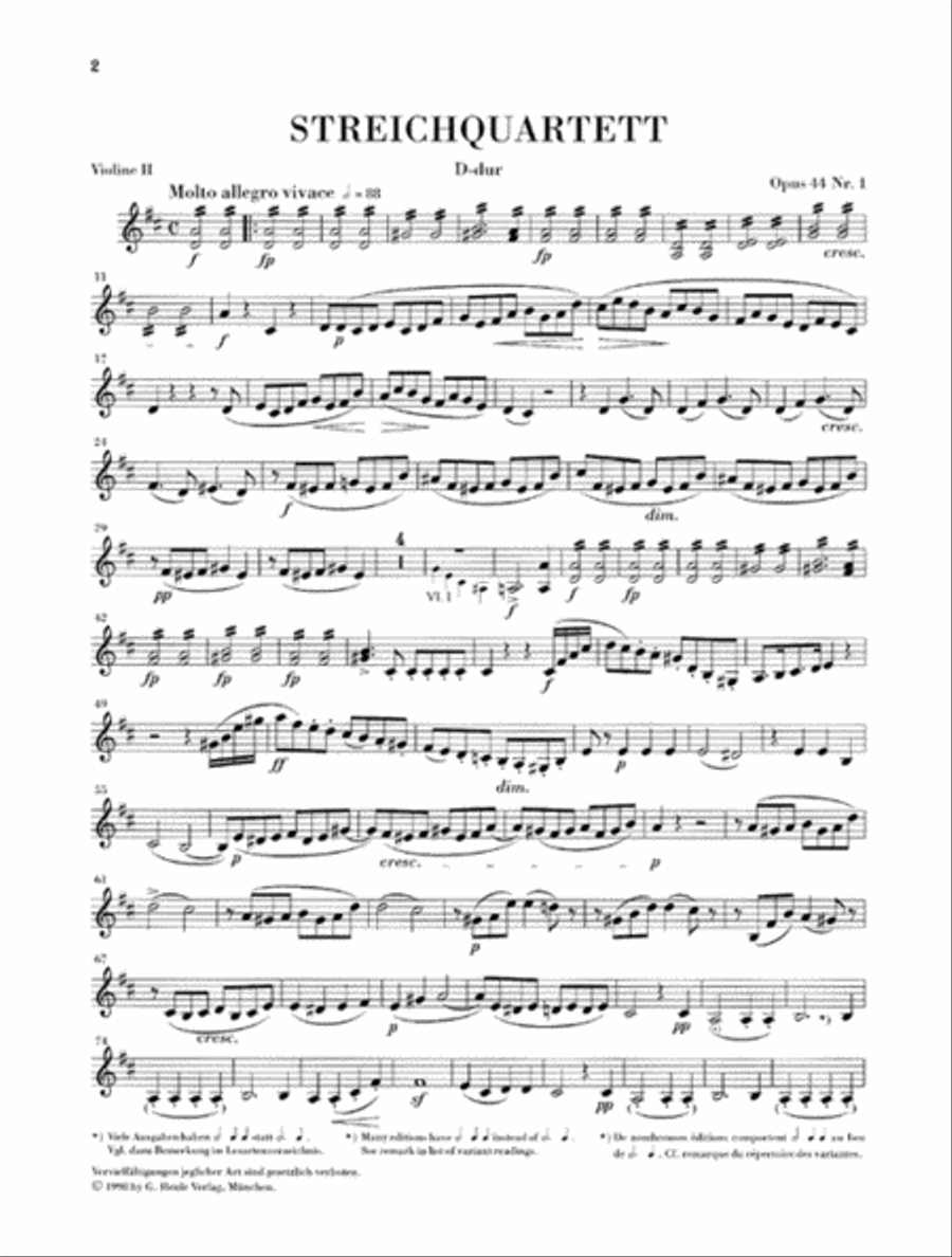 String Quartets Op. 44, No. 1-3 String Quartet scores gallery preview page 4