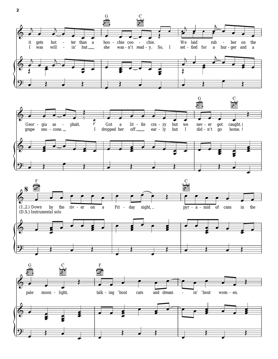 Chattahoochee Piano, Vocal, Guitar scores gallery preview page 2
