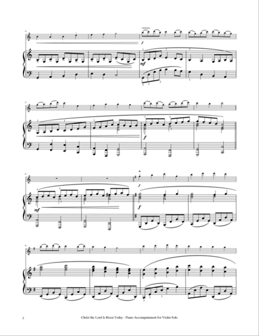 Christ the Lord Is Risen Today - Violin Solo with Piano Accompaniment Violin Solo scores gallery preview page 4
