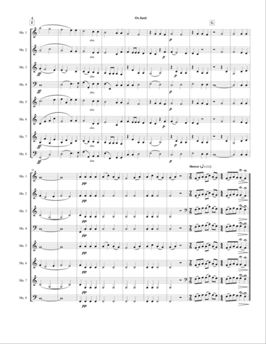 Os Justi by Anton Bruckner, Arr. for 8 Horns Brass Ensemble scores gallery preview page 5