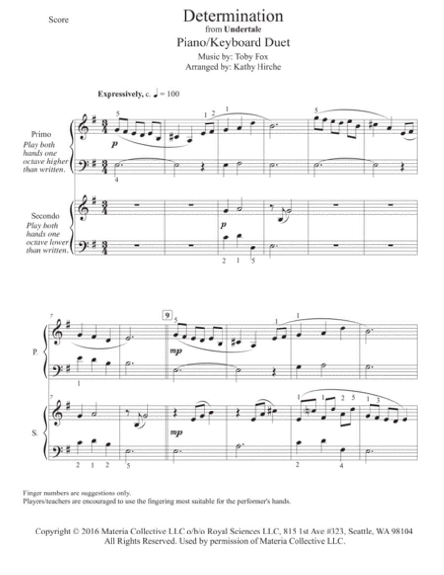 Determination (from Undertale) Piano scores gallery preview page 2