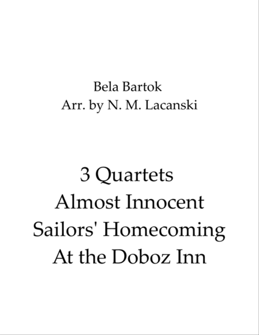 3 Quartets Almost Innocent Sailors' Homecoming At the Doboz Inn String Quartet scores gallery preview page 1