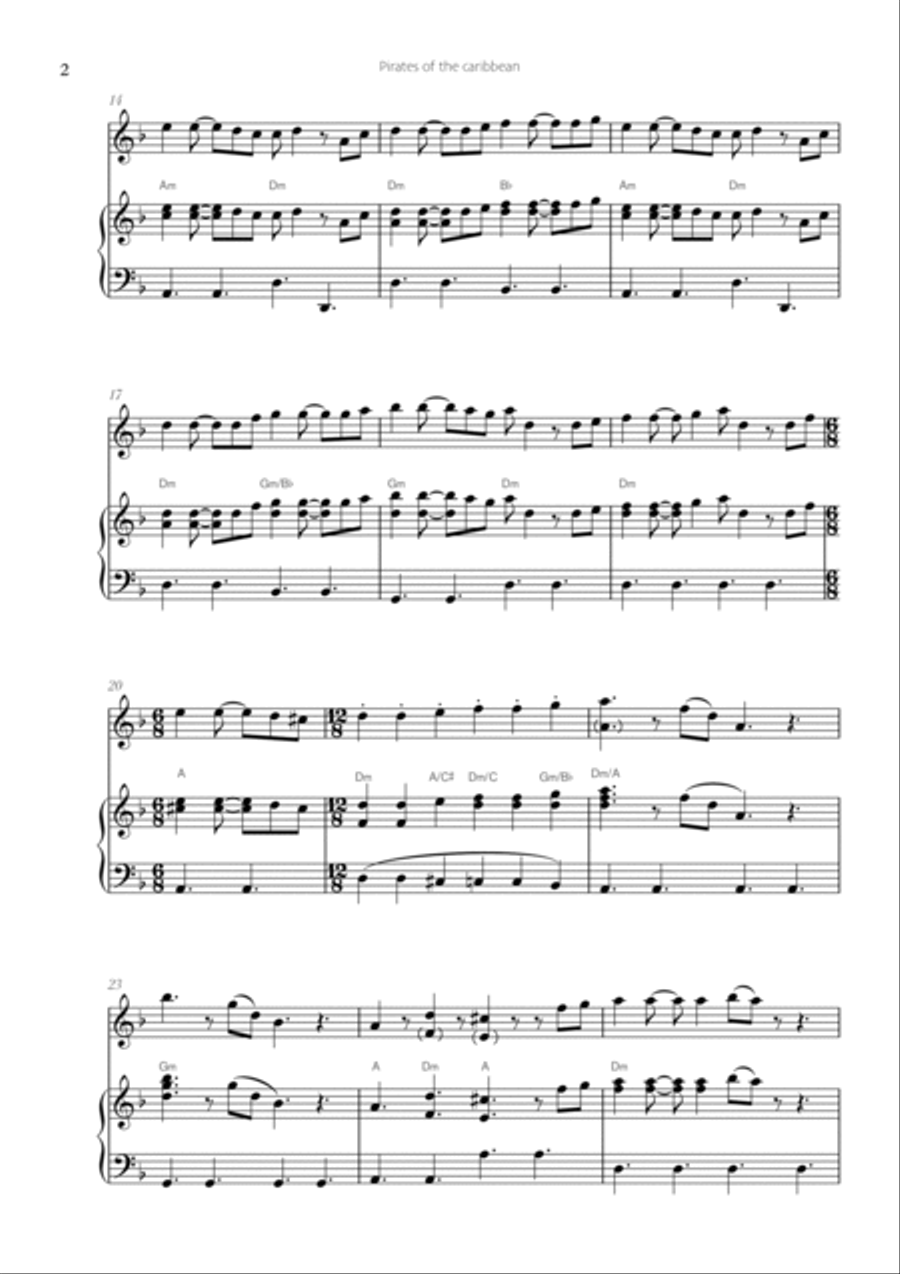 Pirates Of The Caribbean Violin Solo scores gallery preview page 2
