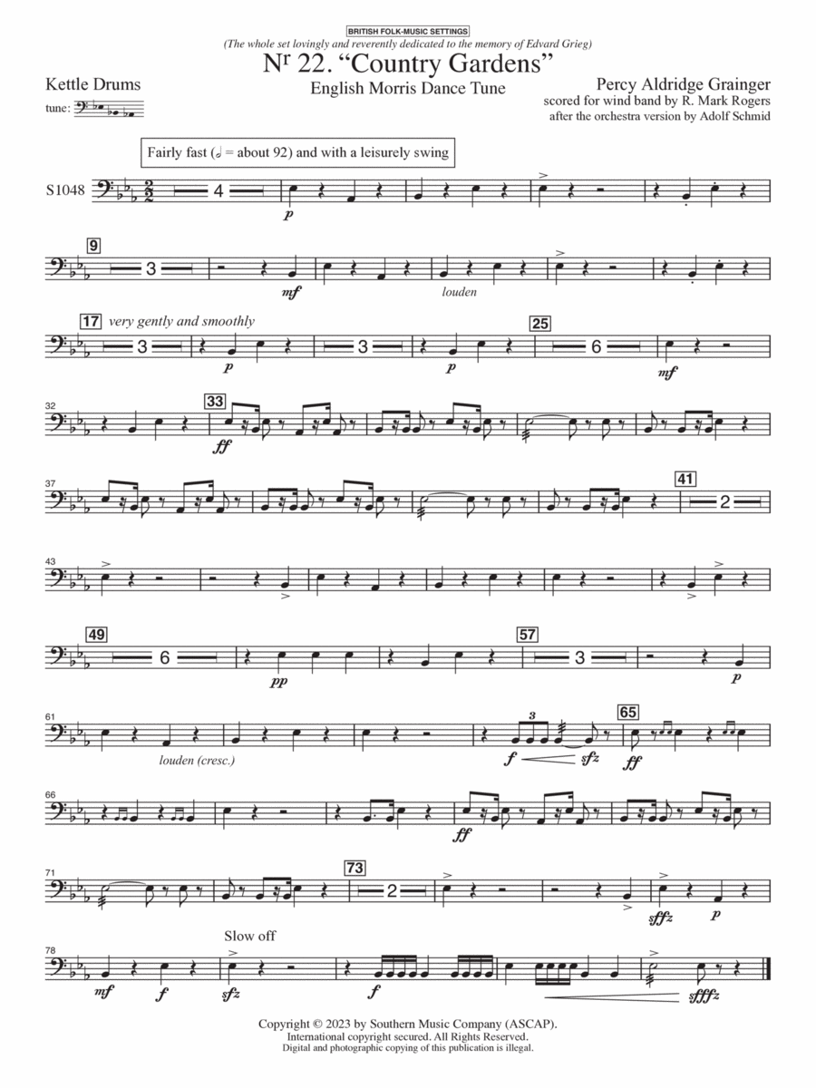 Country Gardens for Symphonic Band - Timpani Concert Band scores gallery preview page 1