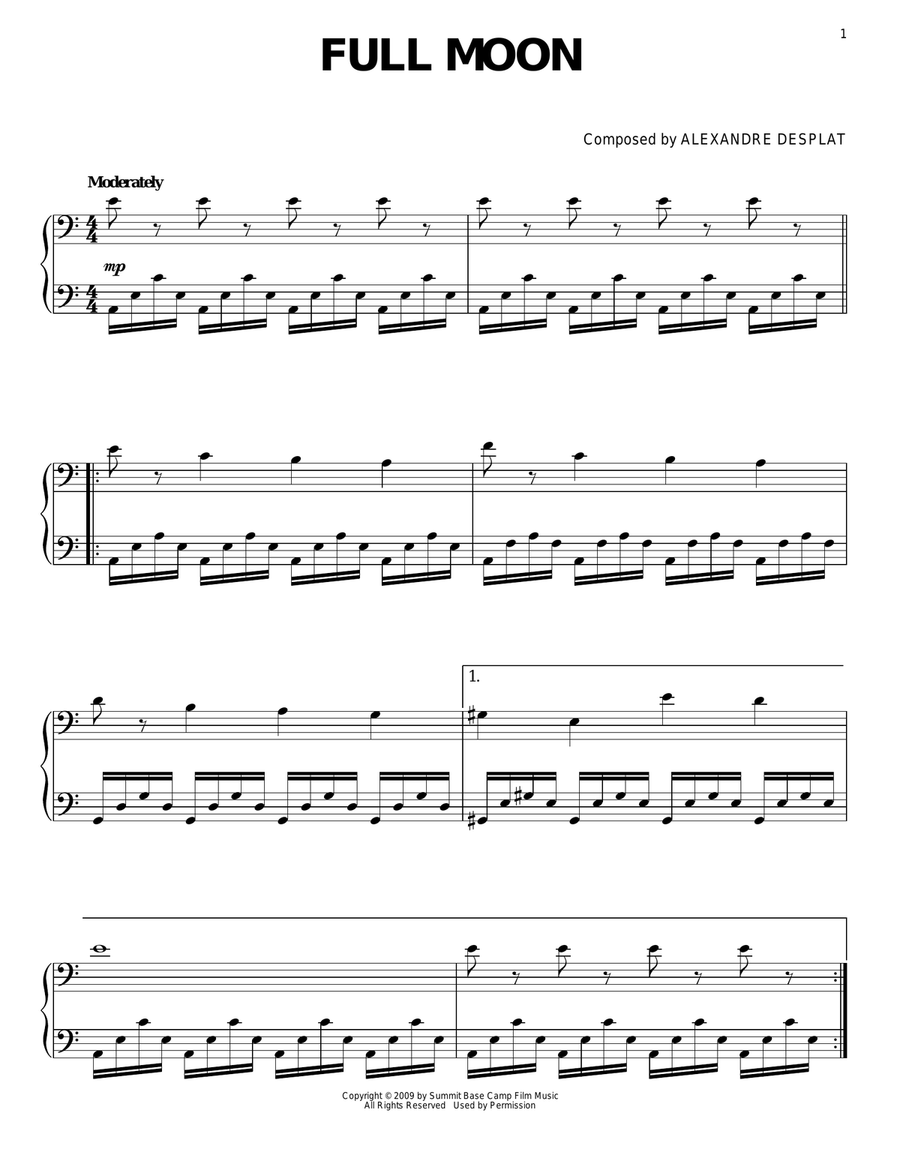 Full Moon (from The Twilight Saga: New Moon) Piano Solo scores gallery preview page 1