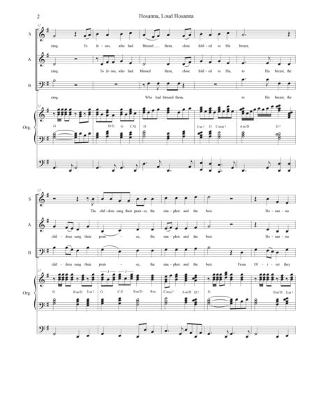 Hosanna, Loud Hosanna (Vocal Trio (SAB) - Organ accompaniment) image number null