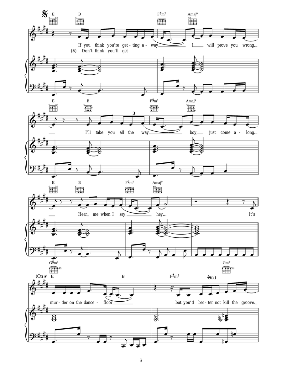 Murder On The Dancefloor Piano, Vocal scores gallery preview page 3