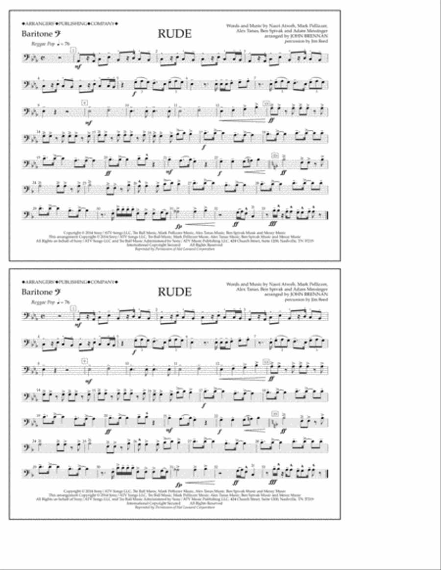 Rude - Baritone B.C. Rude - Baritone B.C. Marching Band scores gallery preview page 1