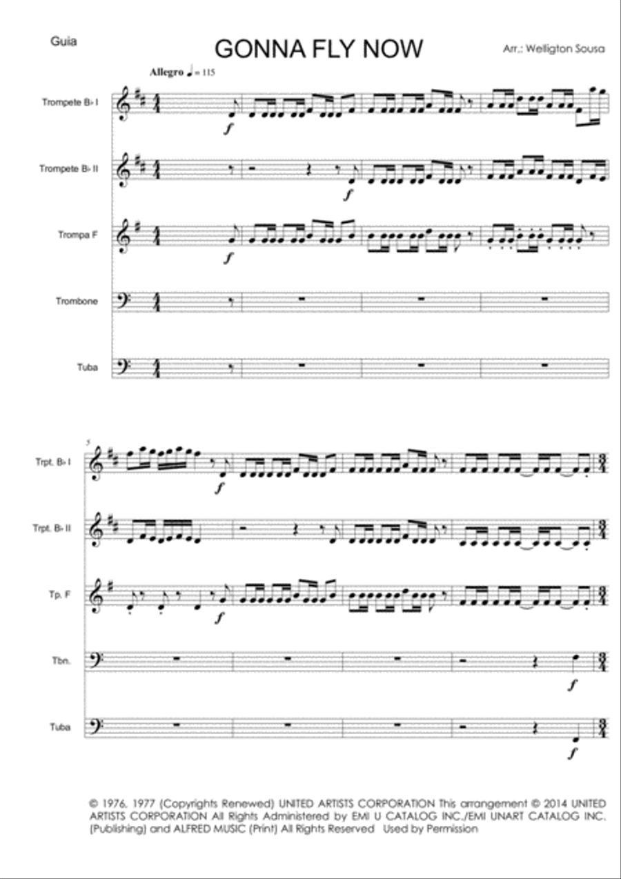 Gonna Fly Now Brass Ensemble scores gallery preview page 1